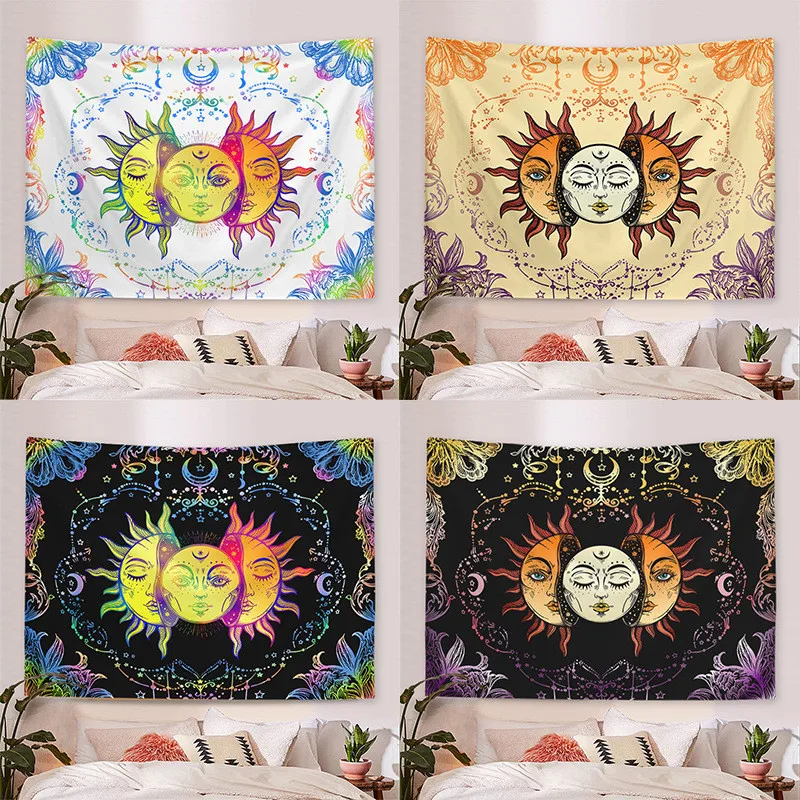 

Красочный солнце хиппи гобелен настенный тканевый фон домашний декор богемный Таро карта настенные коврики одеяло для спальни