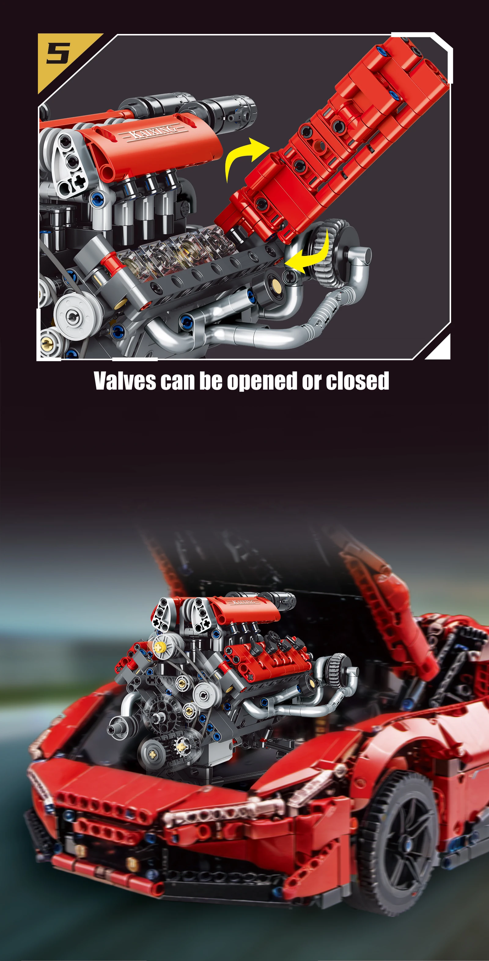 660Pcs MOC V8 Engine Model Motorized Kit with LED Lights Rechargeable APP Controlled Battery STEM Toy for Adults Kid K9620 660Pcs MOC V8 Engine Model Motorized Kit with LED Lights Rechargeable APP Controlled Battery STEM Toy for Adults Kid K9620