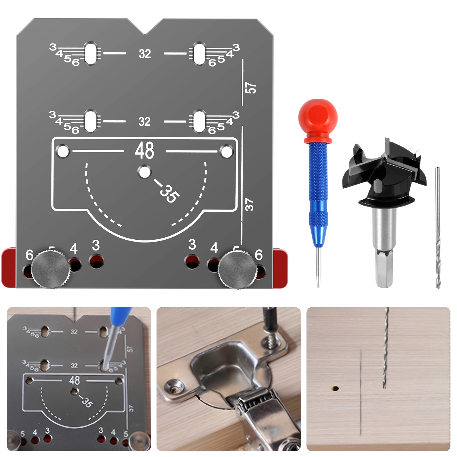 Hinge Punch Locator Aluminum Alloy High Precision 35MM Hinge Drill Guide Portable Hinge Template Hinge Opening Tool for Door
Hinge Punch Locator Aluminum Alloy High Precision 35MM Hinge Drill Guide Portable Hinge Template Hinge Opening Tool for Door
