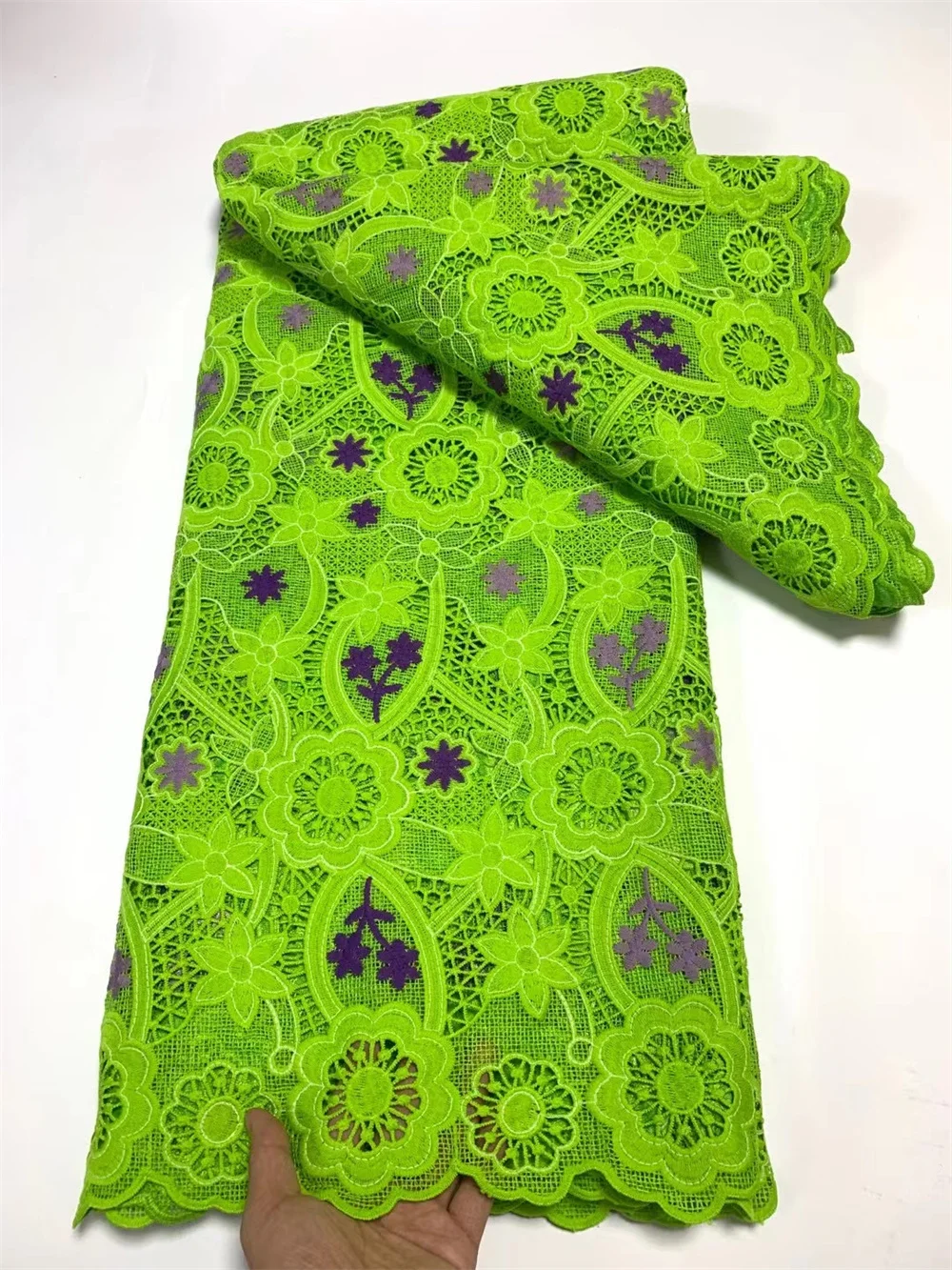 

Green High Quality African Cord Lace Great Quality Sewing Embroidery Nigerian Guipure Lace Fabric For Birdal Wedding 5yarWp474-1