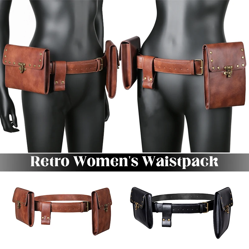 

Medieval Renaissance Waistbag PU Leather Hip Belt Bag Victorian Style Viking Knight Pirate Cosplay Wallet Fanny Pack Retro Purse