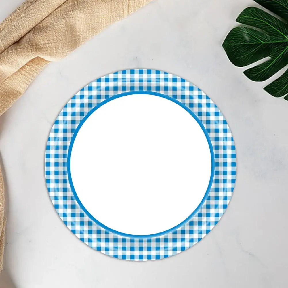 

9-inch Disposable Plates 24pcs Disposable Blue Plaid Pattern Dinner Plates Cups Napkins Set Heavy Duty Bbq Themed for Picnic