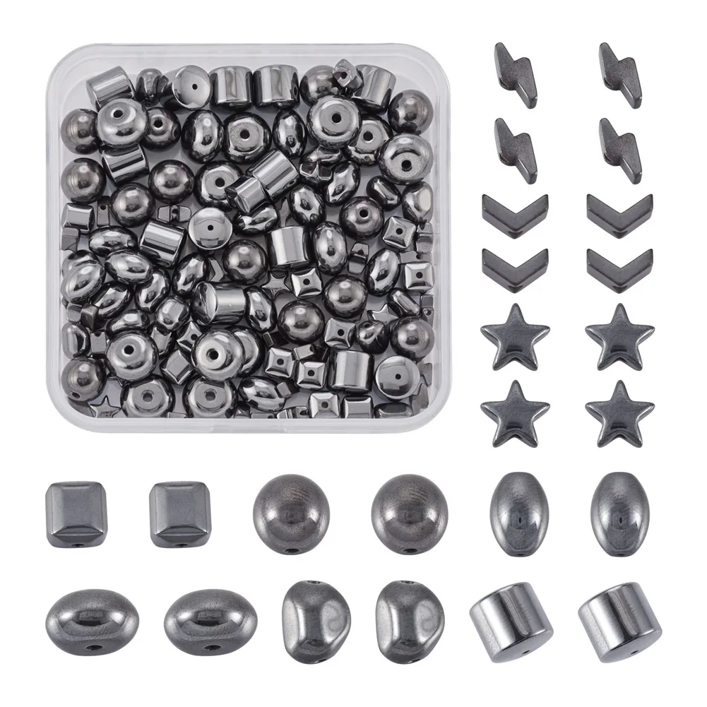 135pcs Mix Shape Black Hematite Beads Synthetic Gemstone Non-magnetic Loose Energy Bead for Bracelet Necklace DIY Jewelry Making 
135pcs Mix Shape Black Hematite Beads Synthetic Gemstone Non-magnetic Loose Energy Bead for Bracelet Necklace DIY Jewelry Making