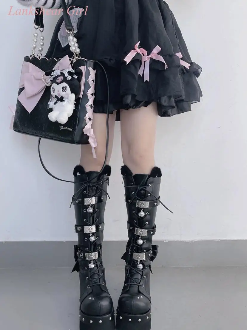 Black and White Color Matching Lolita Sweet Hottie Punk Goth Style Boots Round Toe Silver Buckle Decorated Women's Boots
Black and White Color Matching Lolita Sweet Hottie Punk Goth Style Boots Round Toe Silver Buckle Decorated Women's Boots