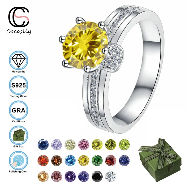 

Cocosily 3CT D Color Moissanite S925 Sterling Silver Women's Multicolor Ring Vanguard Classic Romantic Love Festival New Jewelry