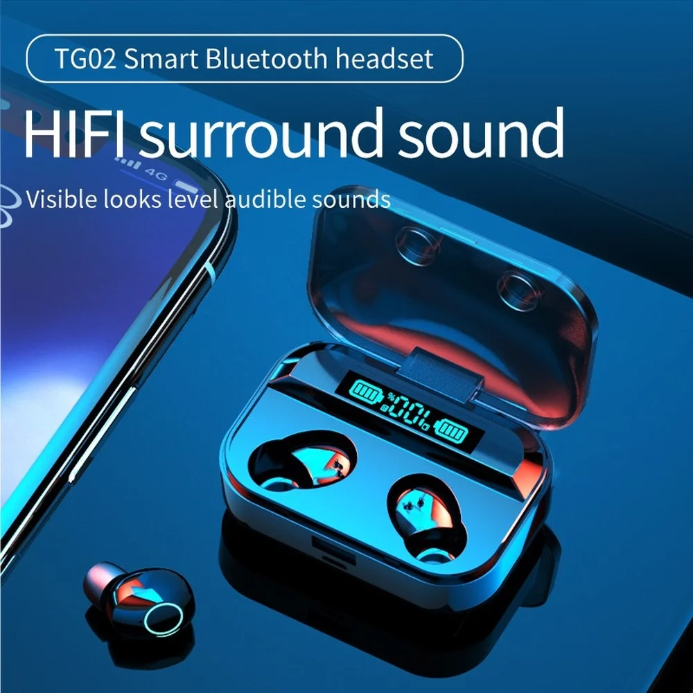 TWS TG02 умная Беспроводная Bluetooth-гарнитура HIFI объемный звук HD цифровой дисплей Bluetooth 5.1 водонепроницаемые наушники спортивные наушники
TWS TG02 умная Беспроводная Bluetooth-гарнитура HIFI объемный звук HD цифровой дисплей Bluetooth 5.1 водонепроницаемые наушники спортивные наушники