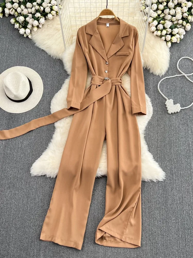 Spring Autumn Vintage Women Jumpsuit Fashion Korean Casual Wide-Leg Pant Rompers With Belted Female Overalls Clothes New 2022
Spring Autumn Vintage Women Jumpsuit Fashion Korean Casual Wide-Leg Pant Rompers With Belted Female Overalls Clothes New 2022