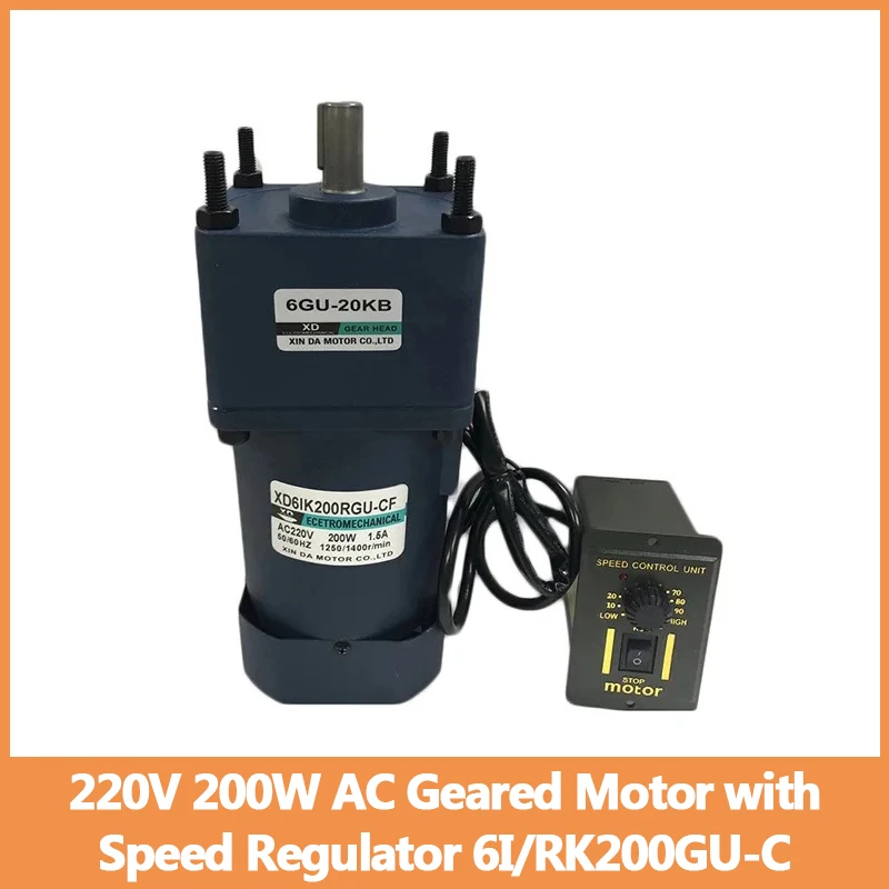 220V 200W AC Geared Motor with Speed Regulator 6I/RK200GU-C Adjustable Speed CW CCW High Torque for Automatic Machines
220V 200W AC Geared Motor with Speed Regulator 6I/RK200GU-C Adjustable Speed CW CCW High Torque for Automatic Machines