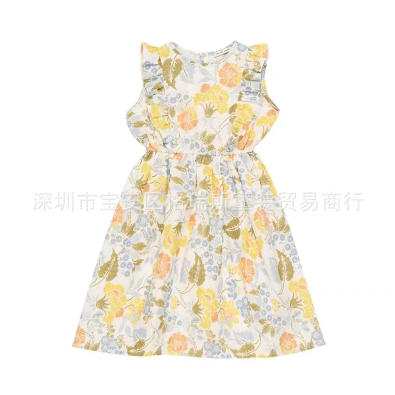 

Jenny&Dave Hot selling 2023 Spring/Summer New Children's Wear Girl Baby Full Print Leaf Dress Girl