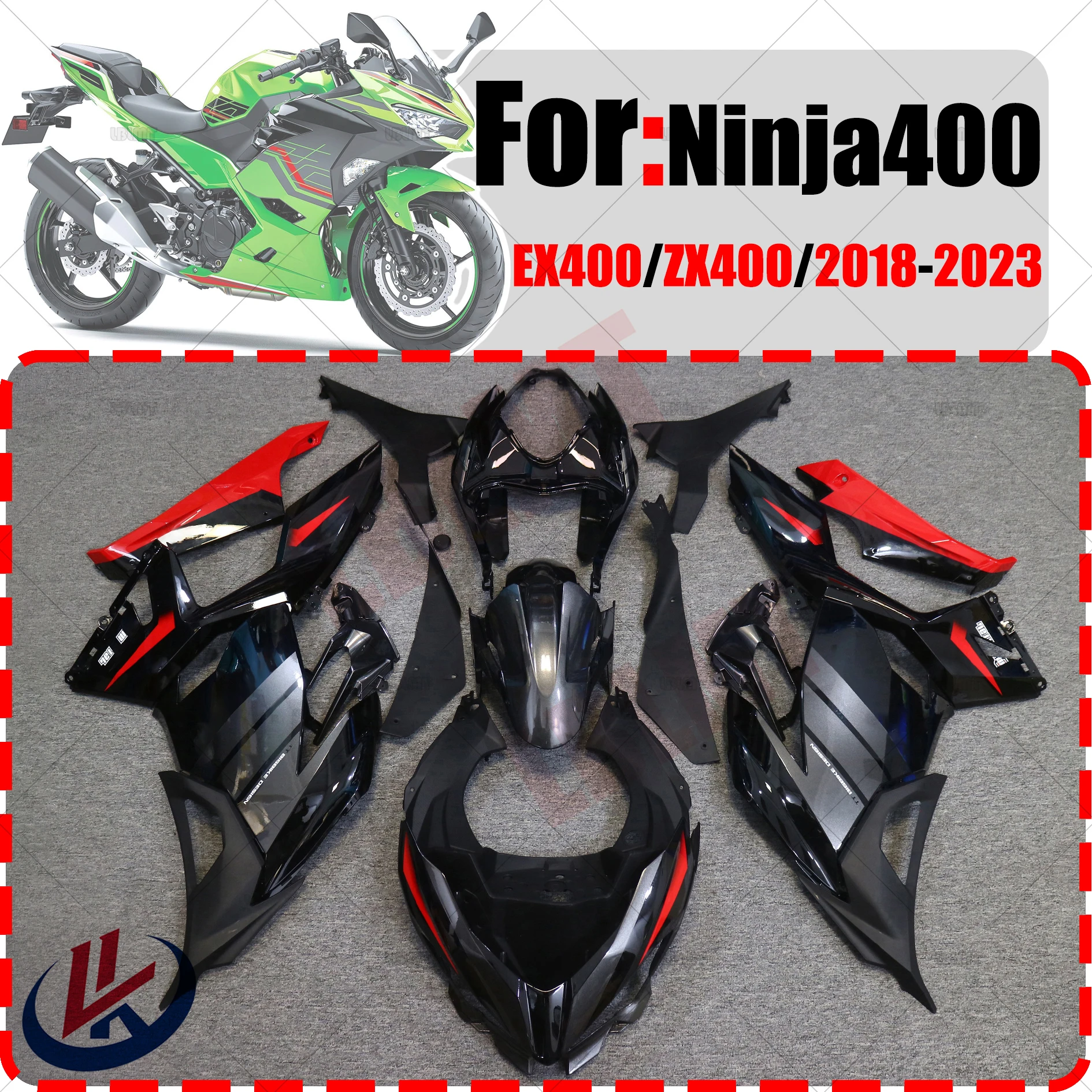 

Комплект обтекателей для мотоцикла, подходит для KAWASAKI NINJA 400 EX400 Ninja400 2018-2023, комплект кузова из высококачественного АБС-пластика, полный обтекатель