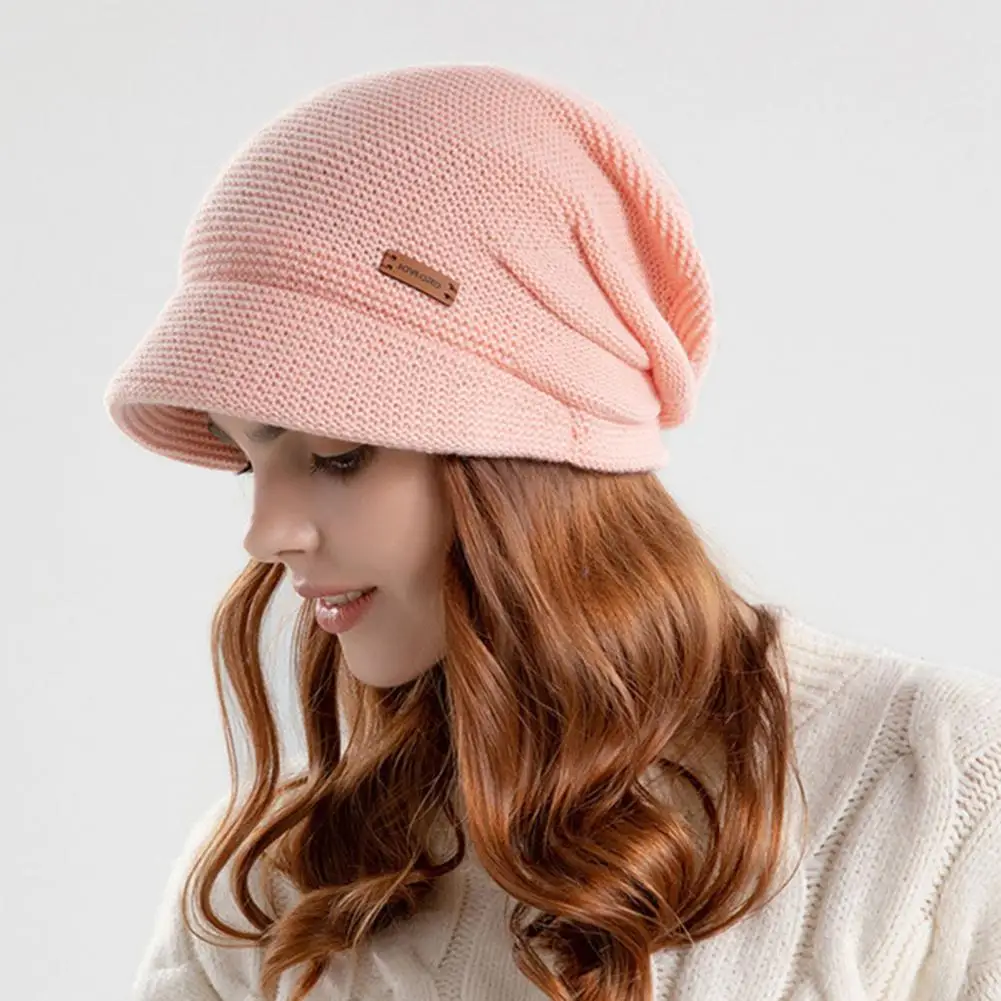 

Winter Women Beret Women Soft Brim Beret Cozy Stylish Women's Winter Hats Short Brim Elastic Plush Anti-slip Knitted for Outdoor