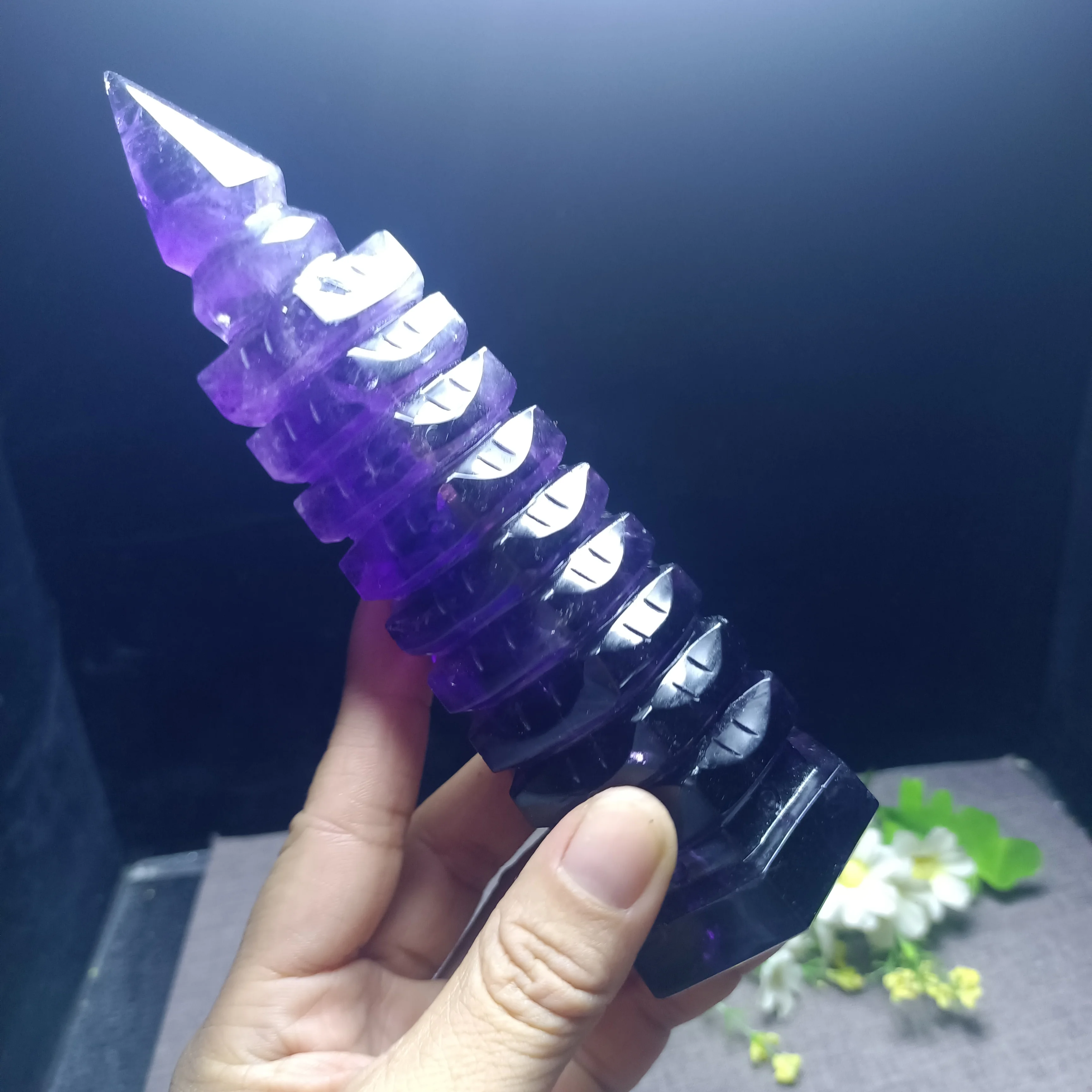 Magical Natural Purple Crystal Wenchang Tower, Purple Crystal Quartz Carved Tower, Mineral Reiki Healing Gem, Degaussing Decorat
Magical Natural Purple Crystal Wenchang Tower, Purple Crystal Quartz Carved Tower, Mineral Reiki Healing Gem, Degaussing Decorat