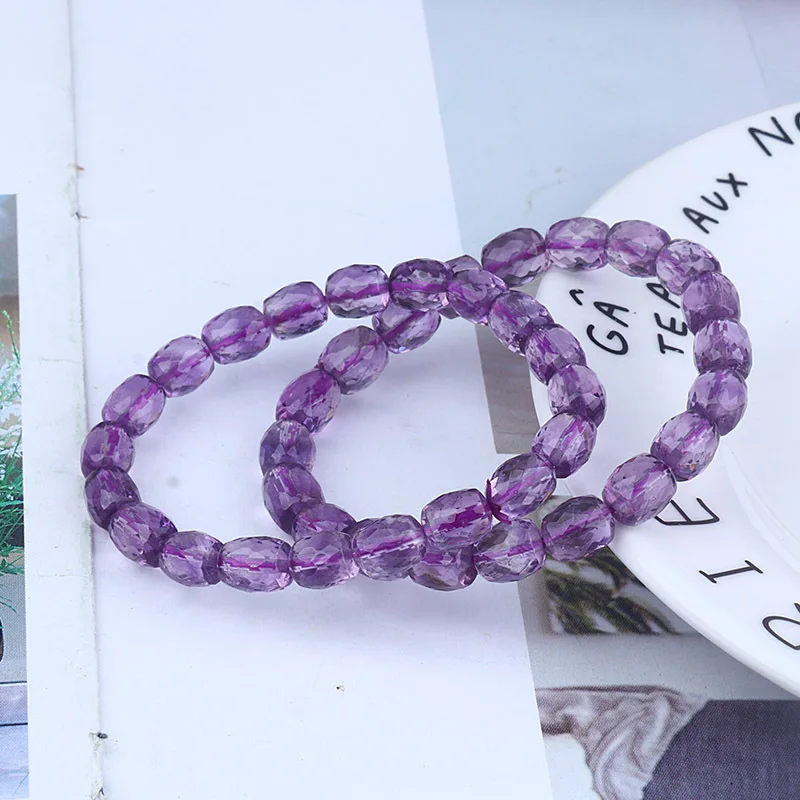 

Natural Stone Amethyst Healing Bracelet Women Gemstone Fine Jewelry Genuine Purple Crystal Faceted Amethyst Bracelets Bangles