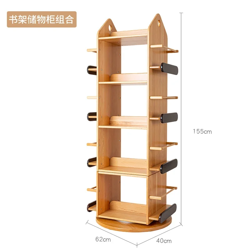 

YY Rotating Bookshelf and Storage Shelf Solid Wood Small Floor-Standing Rack Multi-Layer Small Bookcase