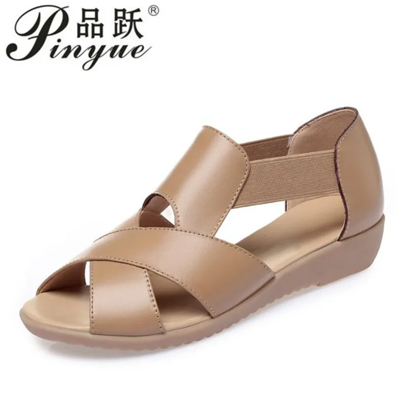 

Women Sandals Summer Pu Leather Breathe Comfort Ladies Flats Slip on Soft Sole Mom Shoes Fashion Sandalias De Mujer 35 41