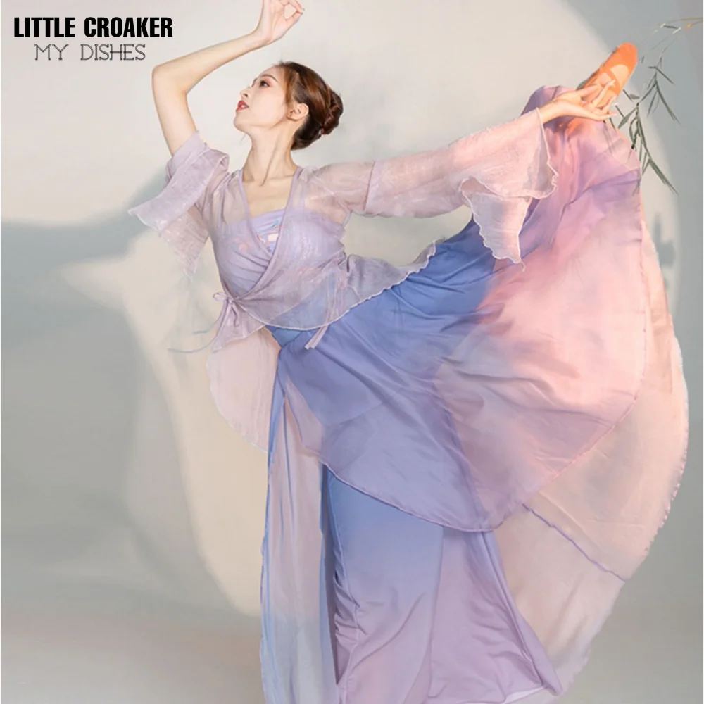 3pcs Classical Folk Dance Costume Gauze Practice Dress Purple Wide Leg Pants Elegant Chinese Modern Dance Performance Dress
3pcs Classical Folk Dance Costume Gauze Practice Dress Purple Wide Leg Pants Elegant Chinese Modern Dance Performance Dress