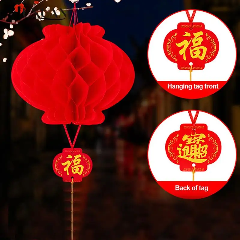 

10Pcs 2023 Chinese New Year 6 Inch Traditional Chinese Red Paper Lantern Hang Pendant Waterproof Festival Lanterns Decoration