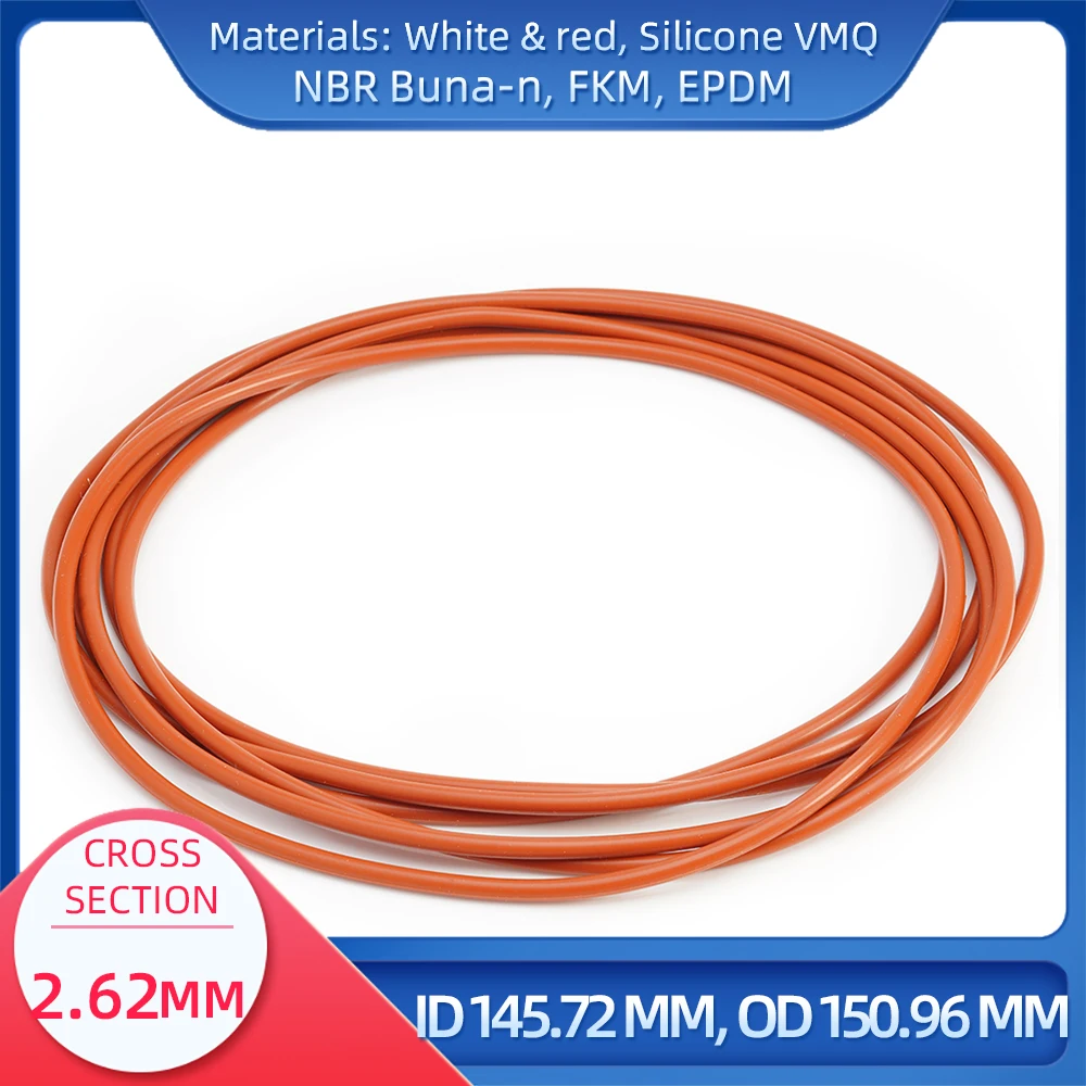 O Ring CS 2.62 mm ID 145.72 mm OD 150.96 mm Material With Silicone VMQ NBR FKM EPDM ORing Seal Gaske
O Ring CS 2.62 mm ID 145.72 mm OD 150.96 mm Material With Silicone VMQ NBR FKM EPDM ORing Seal Gaske