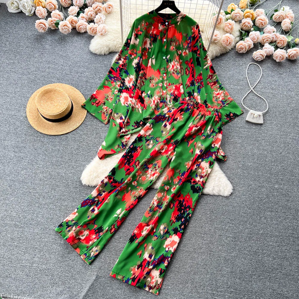 Spring Summer Print Set Irregular Long Sleeve Shirt Top Elastic Waist Straight Leg Pants
Spring Summer Print Set Irregular Long Sleeve Shirt Top Elastic Waist Straight Leg Pants