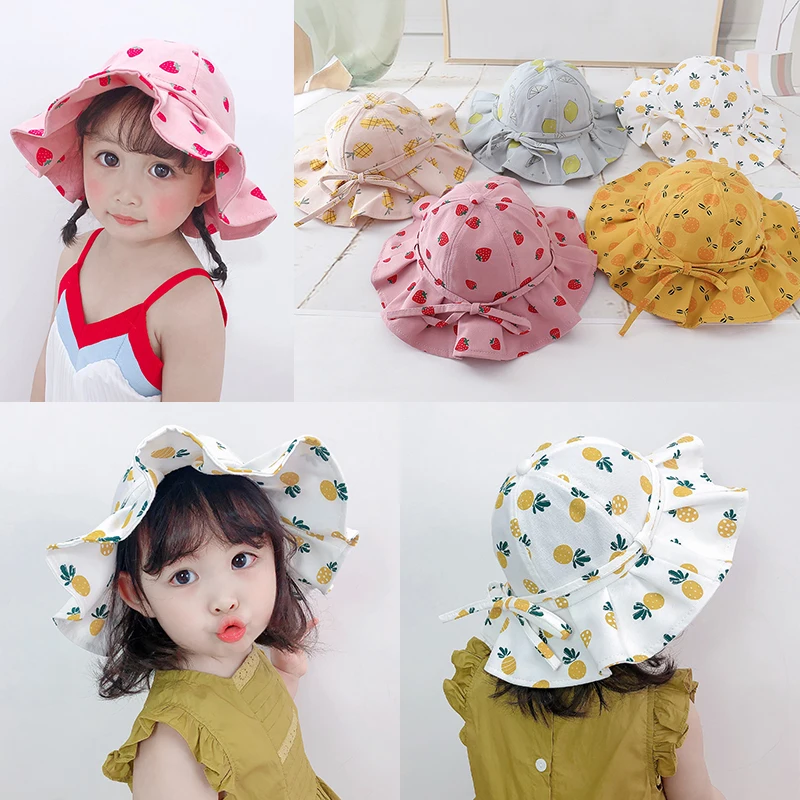 Baby Summer Sun Hat Large Brimmed Fruit Print Kids Bucket Cap Sweet Outdoor Beach Travel Children Girls Panama Hats 1-3Y
Baby Summer Sun Hat Large Brimmed Fruit Print Kids Bucket Cap Sweet Outdoor Beach Travel Children Girls Panama Hats 1-3Y