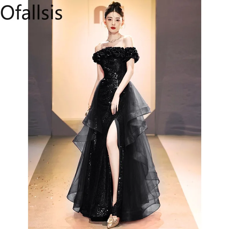 ofallsis Black One Shoulder Evening Dress 2023 New Light Luxury Sequins High Sense Banquet Host Art Exam Annual Meeting Dresses
ofallsis Black One Shoulder Evening Dress 2023 New Light Luxury Sequins High Sense Banquet Host Art Exam Annual Meeting Dresses