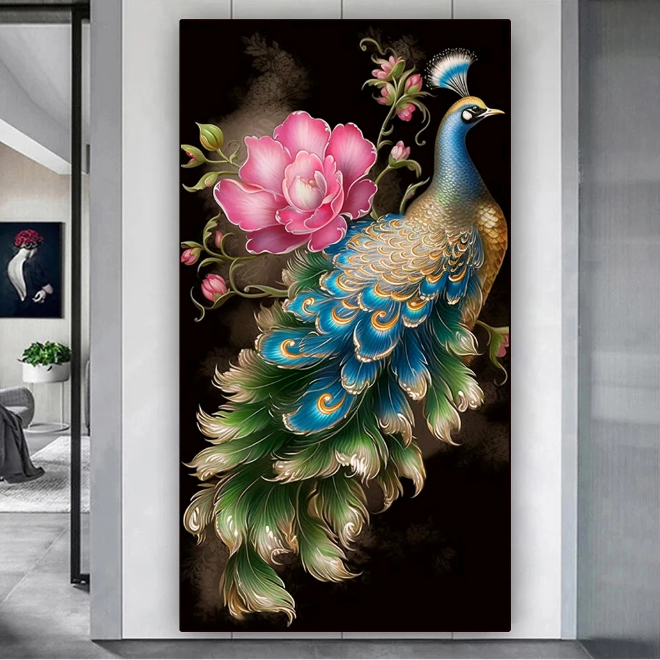 

Алмазная живопись «Павлин», вышивка крестиком, 5D «сделай сам», полноразмерная Алмазная вышивка с животными, мозаика с цветами, подарок ручной работы, искусство EE3561