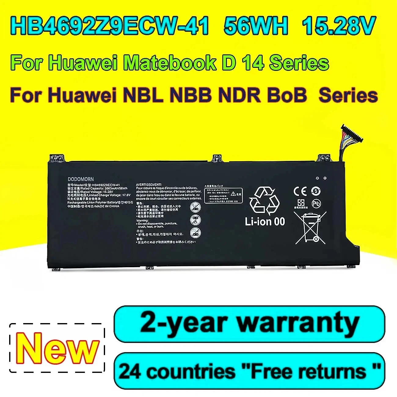 NEW HB4692Z9ECW-41 Laptop Battery For Huawei MateBook D 14-53010TVS Series NBL WAQ9R/WAP9R/WAP9H/WAQ9L/WAQ9HNR/WAQ9HNL/WAH9
NEW HB4692Z9ECW-41 Laptop Battery For Huawei MateBook D 14-53010TVS Series NBL WAQ9R/WAP9R/WAP9H/WAQ9L/WAQ9HNR/WAQ9HNL/WAH9