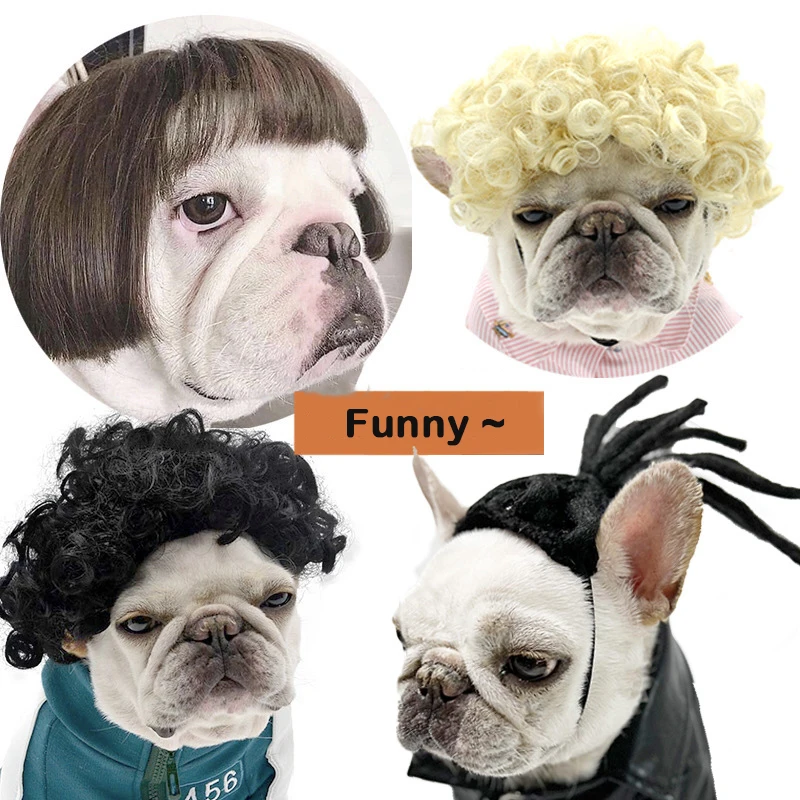 

Funny Dogs Cats Cross-Dressing Fake Hair Hair Hat Pet Wigs Cosplay Props Head Accessories For Halloowen Christmas Pets Supplies