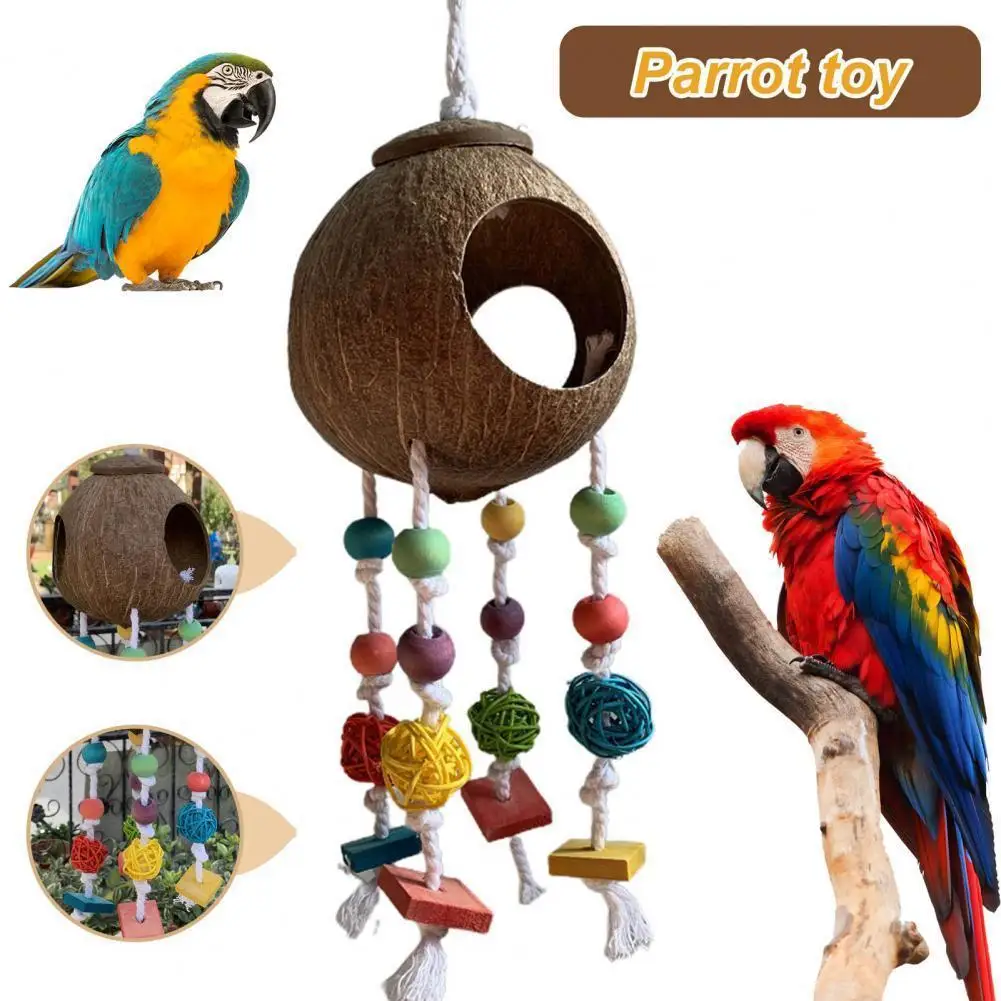 NEW Parrot Hanging Cotton Rope 3-way Ball Toy Bite Resistant Eye-catching Coconut Shell Chewing Toy
NEW Parrot Hanging Cotton Rope 3-way Ball Toy Bite Resistant Eye-catching Coconut Shell Chewing Toy