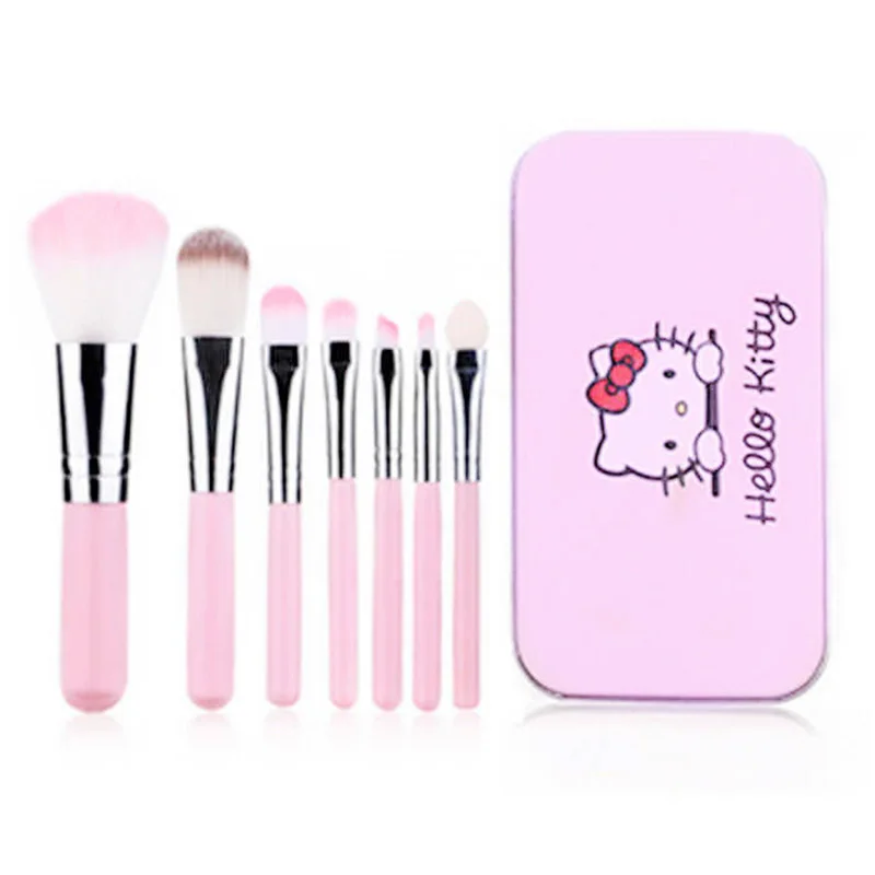 

7pcs Sanrio Makeup Brush Set Hello Kitty Anime Fashion Jewelry Blush Eyebrow Lip Eyeshadow Brush Beauty Tool Girls Gift with Box