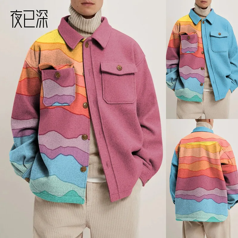 Men Coat Trendy Color Matching Lapel Single-breasted Long-sleeved Pocket Loose Brushed Winter and Autumn Split Fork Street Coat
Men Coat Trendy Color Matching Lapel Single-breasted Long-sleeved Pocket Loose Brushed Winter and Autumn Split Fork Street Coat