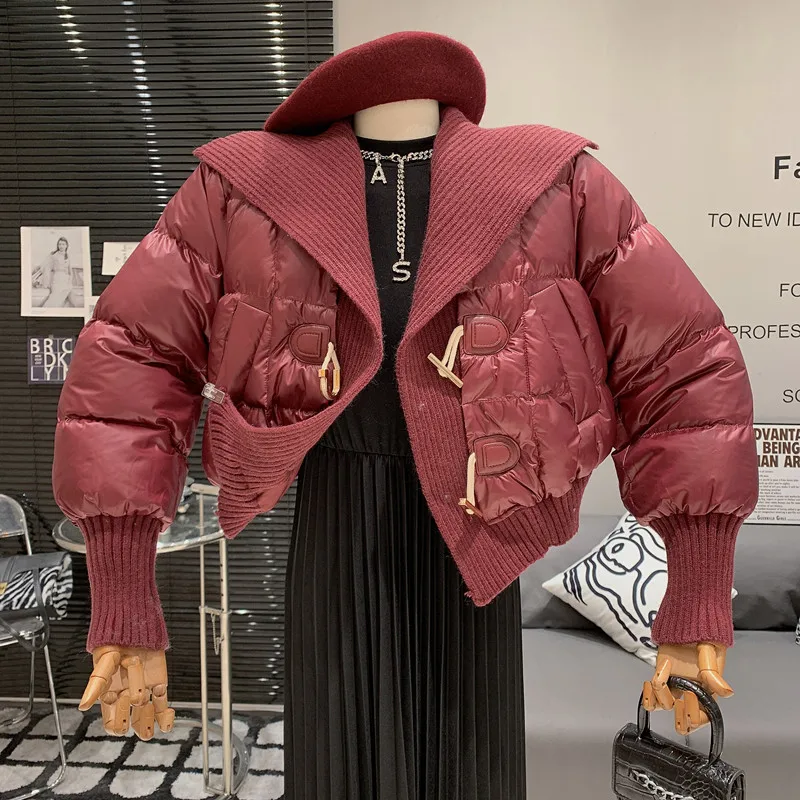 Elegant ladylike style versatile lapel Knitted patchwork warmth and short jacket for women Cotton-padded clothes
Elegant ladylike style versatile lapel Knitted patchwork warmth and short jacket for women Cotton-padded clothes