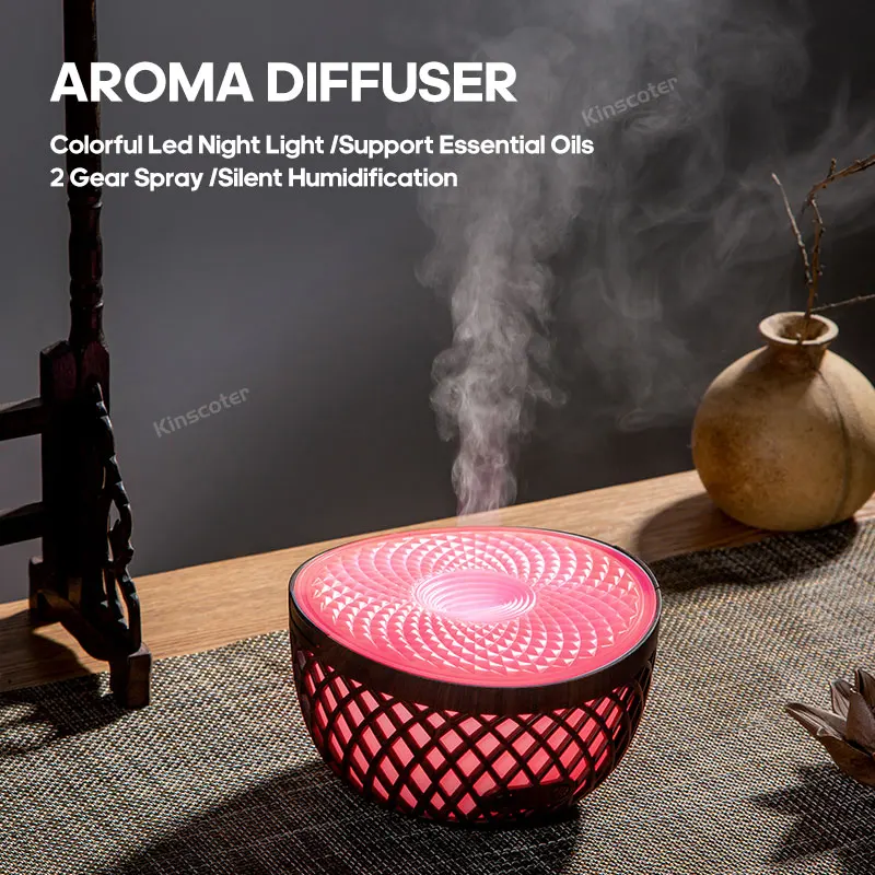 

KINSCOTER Portable Mini Aroma Diffuser USB Air Humidifier Essential Oil Night Light Cold Mist Maker Sprayer for Home Gift