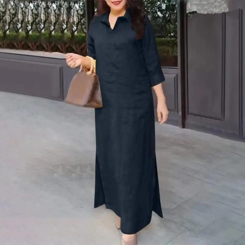 Long Sleeve Maxi Dress Bohemian Style Dress Stylish Plus Size Maxi Dress Elegant Fall Summer Lady with Turn-down for Commute
Long Sleeve Maxi Dress Bohemian Style Dress Stylish Plus Size Maxi Dress Elegant Fall Summer Lady with Turn-down for Commute