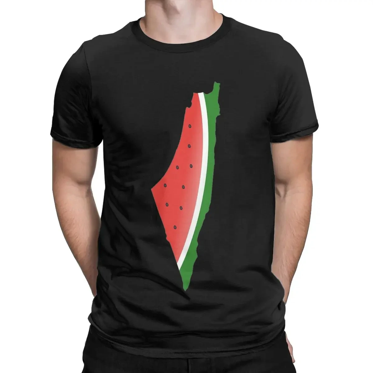 

Men T-Shirt Summer Watermelon Middle East Map Graphic T Shirt for Men Clothing Casual Women Tee Shirt Short Sleeve Crewneck Tops