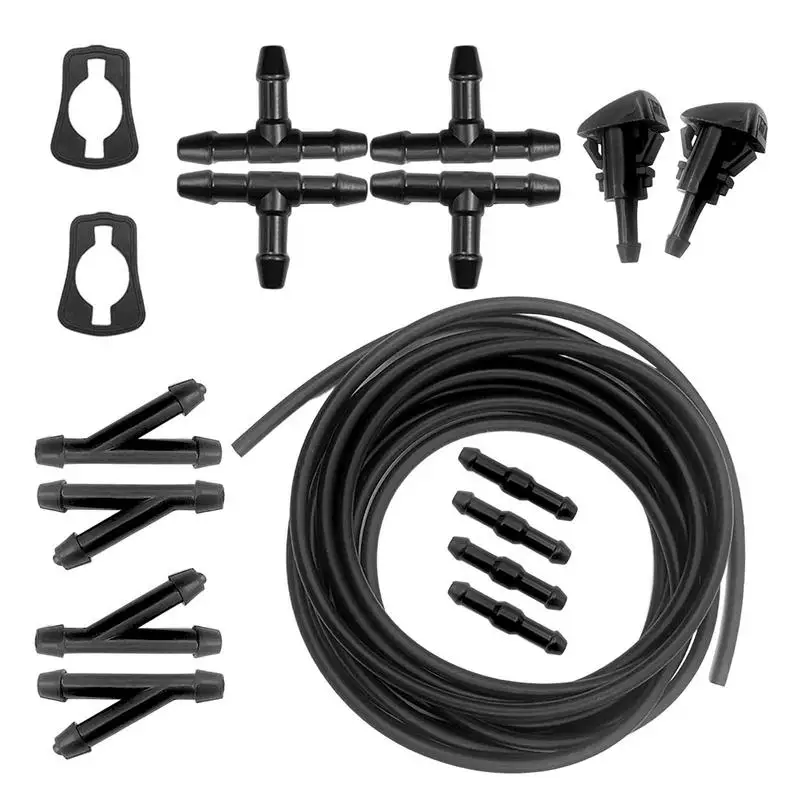 

Windshield Washer Hose Kit Auto Washer Tubing Accessories For Windscreen Universal 5m Washer Fluid Pipe With 12pcs Hose