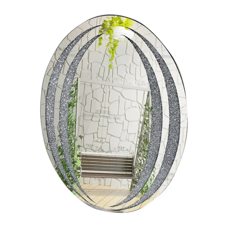 Glass mirror affixed with diamond oval decorative wall mirror living room bathroom bedroom HD makeup hanging mirror.
Glass mirror affixed with diamond oval decorative wall mirror living room bathroom bedroom HD makeup hanging mirror.