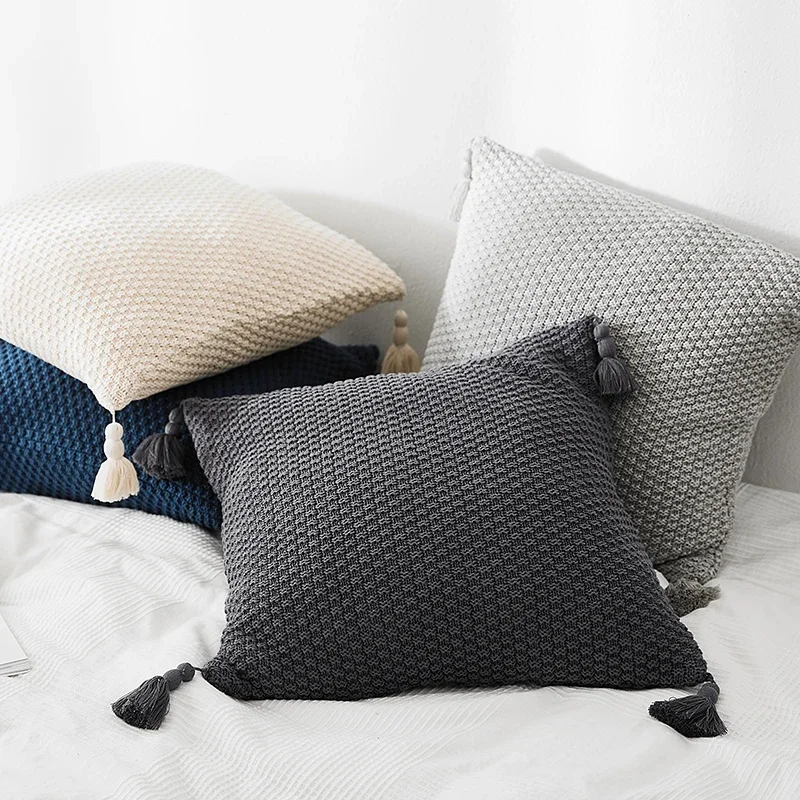Knitted Cushion Cover Vintage Grey Ivory Tassels Geometric Pillow Case 45cm*45cm Soft Home Decorative Pillow cover
Knitted Cushion Cover Vintage Grey Ivory Tassels Geometric Pillow Case 45cm*45cm Soft Home Decorative Pillow cover