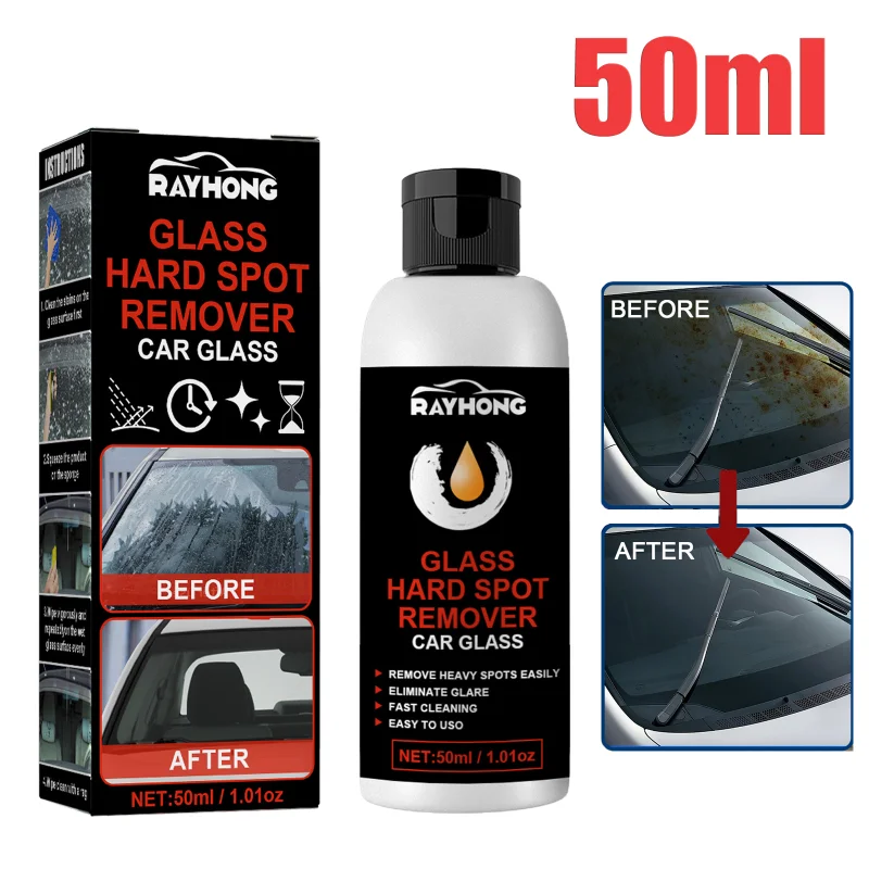 

50g Car Windshield Oil Film Removing Paste Set with Cleaning Sponge Car Glass Polishing Coating Rainproof Anti-fog Agent