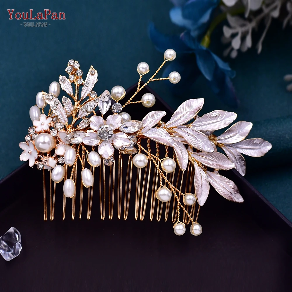 

YouLaPan HP302 Wedding Hair Comb Alloy Leaf Bridal Headdress Woman Hair Ornament Wedding Hair Clip Accessories Bride Tiara