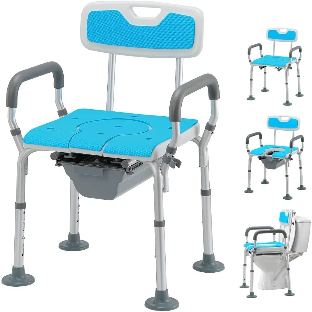 4 in 1 Heavy Duty Bedside Commode with Arms and Back 400lbs, Medical Commode Chair with Bucket, Adjustable Padded
4 in 1 Heavy Duty Bedside Commode with Arms and Back 400lbs, Medical Commode Chair with Bucket, Adjustable Padded