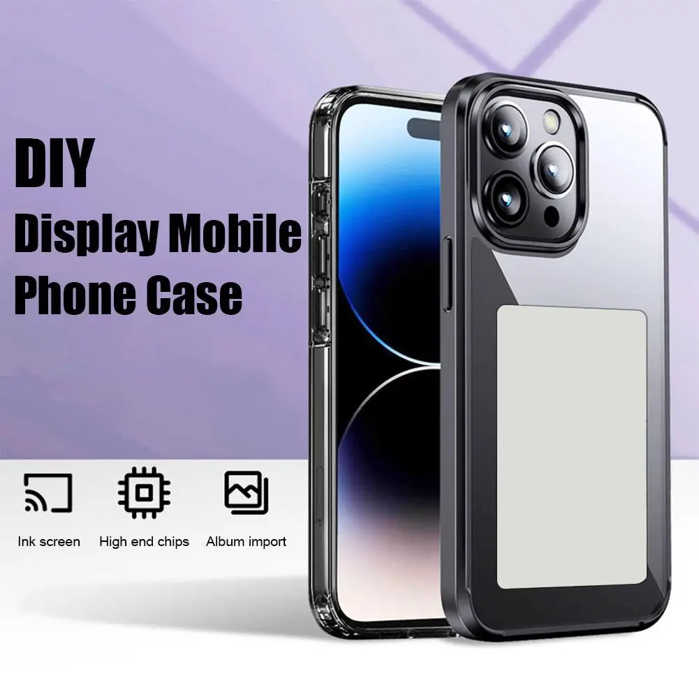 

DIY Display Ink Screen Mobile Phone Case Smart APP Refresh For Iphone 15Series Back Protective Cover Screen Display Battery Y5G7