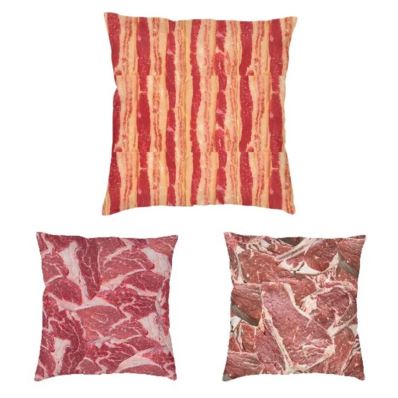 

Customizable Bedroom Sofa Pillowcases Living Room Home Decor Bacon Pattern Cushion Covers