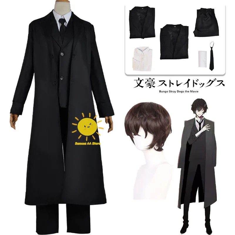 

Anime Dazai Osamu Cosplay Bungo Stray Dogs Cosplay Costume Long Jacket Trench Outfit Uniform Wig Halloween Christmas Clothes