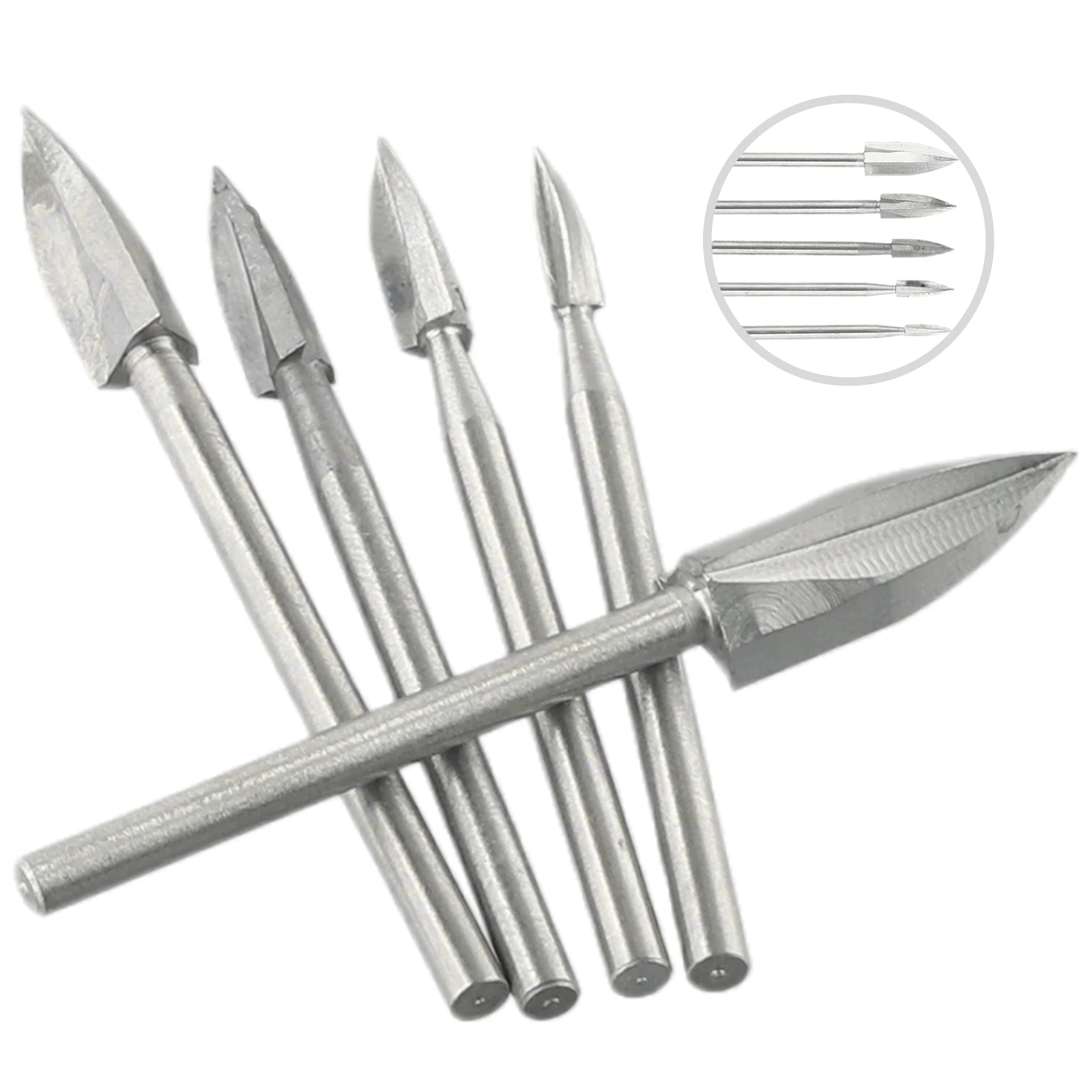 5pcs 3/4/5/6/8mm White Steel Three-blade Milling Cutter For Wood Carving Sculpture Engraving Hand Woodworking Tool
5pcs 3/4/5/6/8mm White Steel Three-blade Milling Cutter For Wood Carving Sculpture Engraving Hand Woodworking Tool