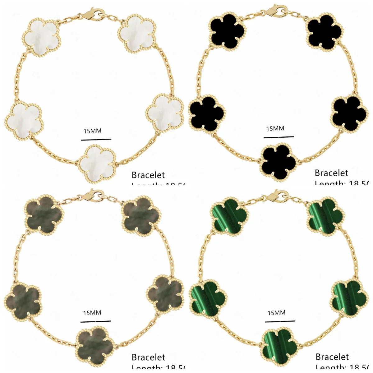 

Vintage Lucky 925Silver 4/Four Leaf Clover Bracelets For Women Luxury 5 Motifs Bracelet Designer Jewelry 1:1 Flower Pendant Gift