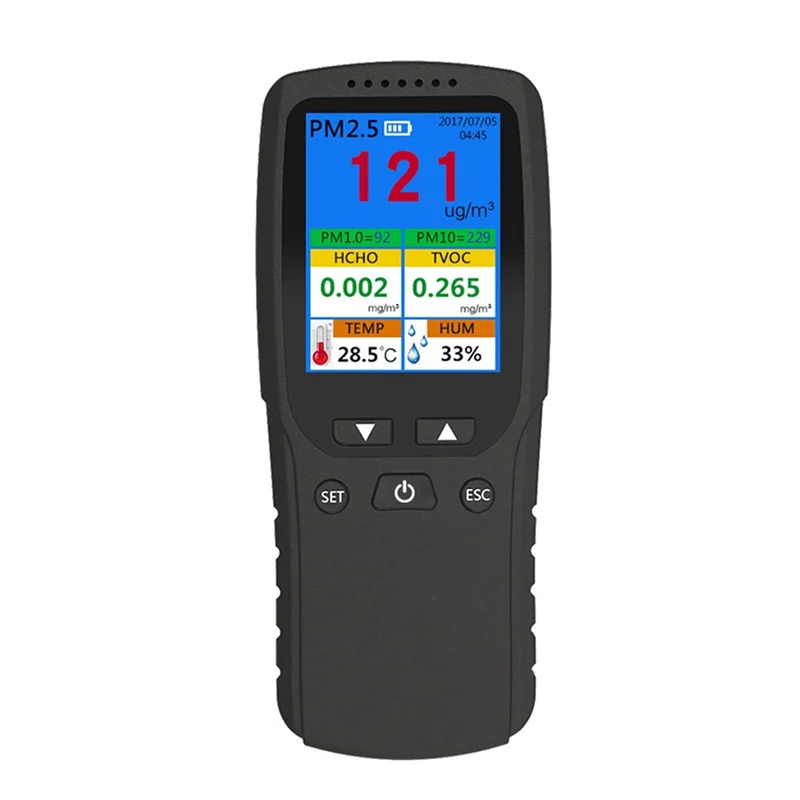 9 in 1 Air Quality Monitor Indoor Outdoor PM2.5, PM1.0, PM10, HCHO, Detector Tester Temperature and Humidity Sensor
9 in 1 Air Quality Monitor Indoor Outdoor PM2.5, PM1.0, PM10, HCHO, Detector Tester Temperature and Humidity Sensor