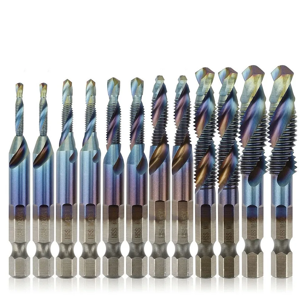 Composite Drill Bit Taps Drill Bit Hex Shank Drill Efficient Hex Shank Drill Bits Set with Wide Spiral Groove 12PCS
Composite Drill Bit Taps Drill Bit Hex Shank Drill Efficient Hex Shank Drill Bits Set with Wide Spiral Groove 12PCS