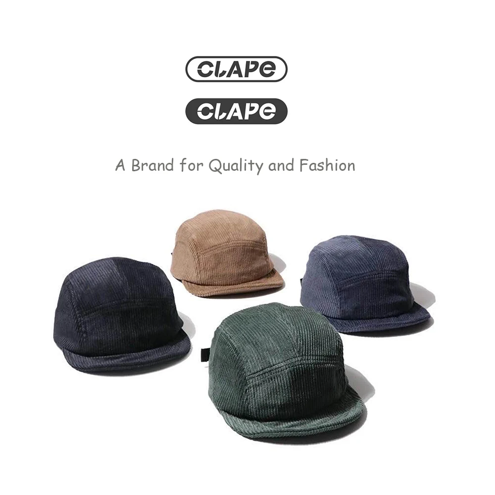 

Clape Corduroy Short Brim Baseball Cap Classic 5 Panel Snapback Caps Adjustable Dad Hats Solid Color Soft Brim Fitted Kappe