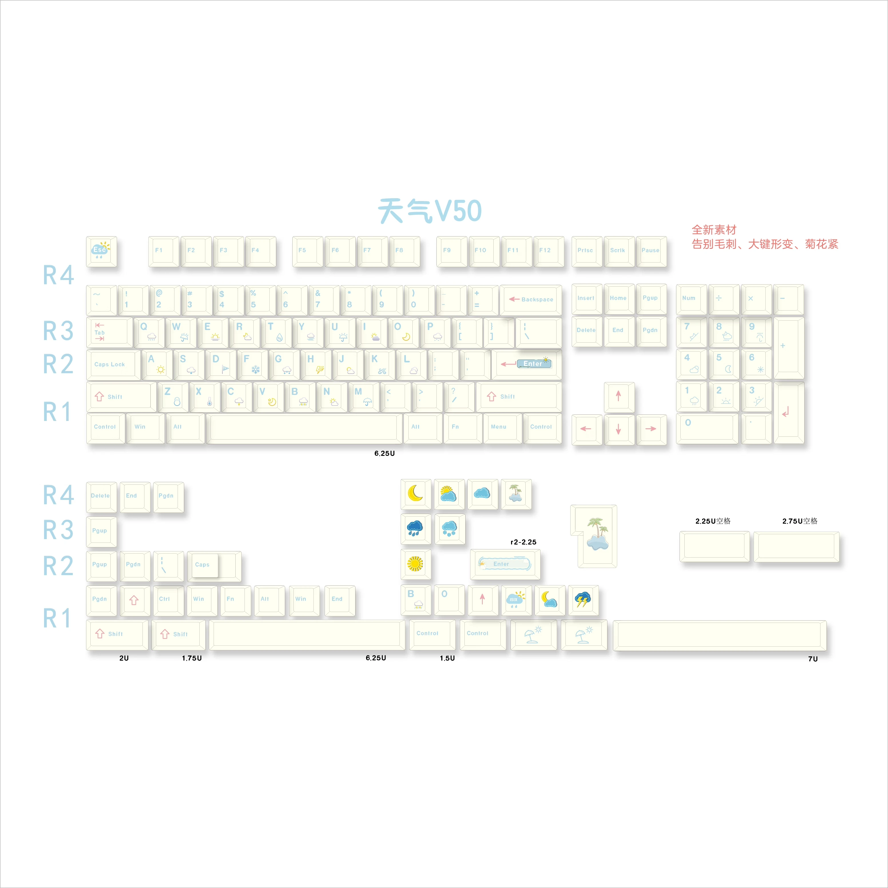 Weather V50 Theme Keycaps Mechanical Keyboard Cherry Profile 145 Keys PBT DYE Sub Keycaps DIY Mechanical Keyboard Keycap
Weather V50 Theme Keycaps Mechanical Keyboard Cherry Profile 145 Keys PBT DYE Sub Keycaps DIY Mechanical Keyboard Keycap
